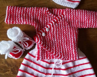 Whole jacket, harem pants, booties and hat size newborn to 1 month