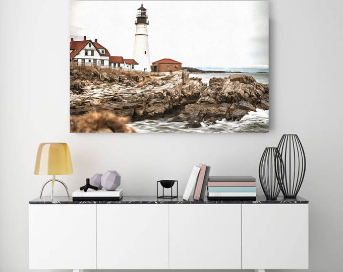 Portland Head Lighthouse, Faro, USA Poster, canvas, Interior decor, room design, print poster, USA picture, art picture, gift, poster