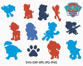 Paw patrol silhouettes svg, Paw patrol silhouette clipart EPS png jpg files. svg dxf for Silhouette Cameo or Cricut