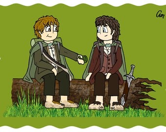 sam carrying frodo drawing
