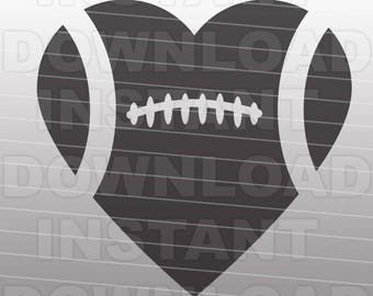 Football Heart SVG File Cutting Template-Clip Art for Commercial and Personal Use - vector art file for Cricut, SCAL, Cameo, Sizzix, Pazzles