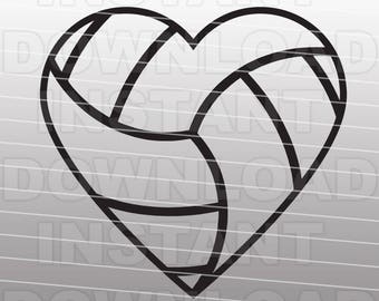 Volleyball Heart SVG File Cutting Template-Clip Art for Commercial and Personal Use-Vector Art file for Cricut, SCAL, Cameo, Sizzix, Vinyl