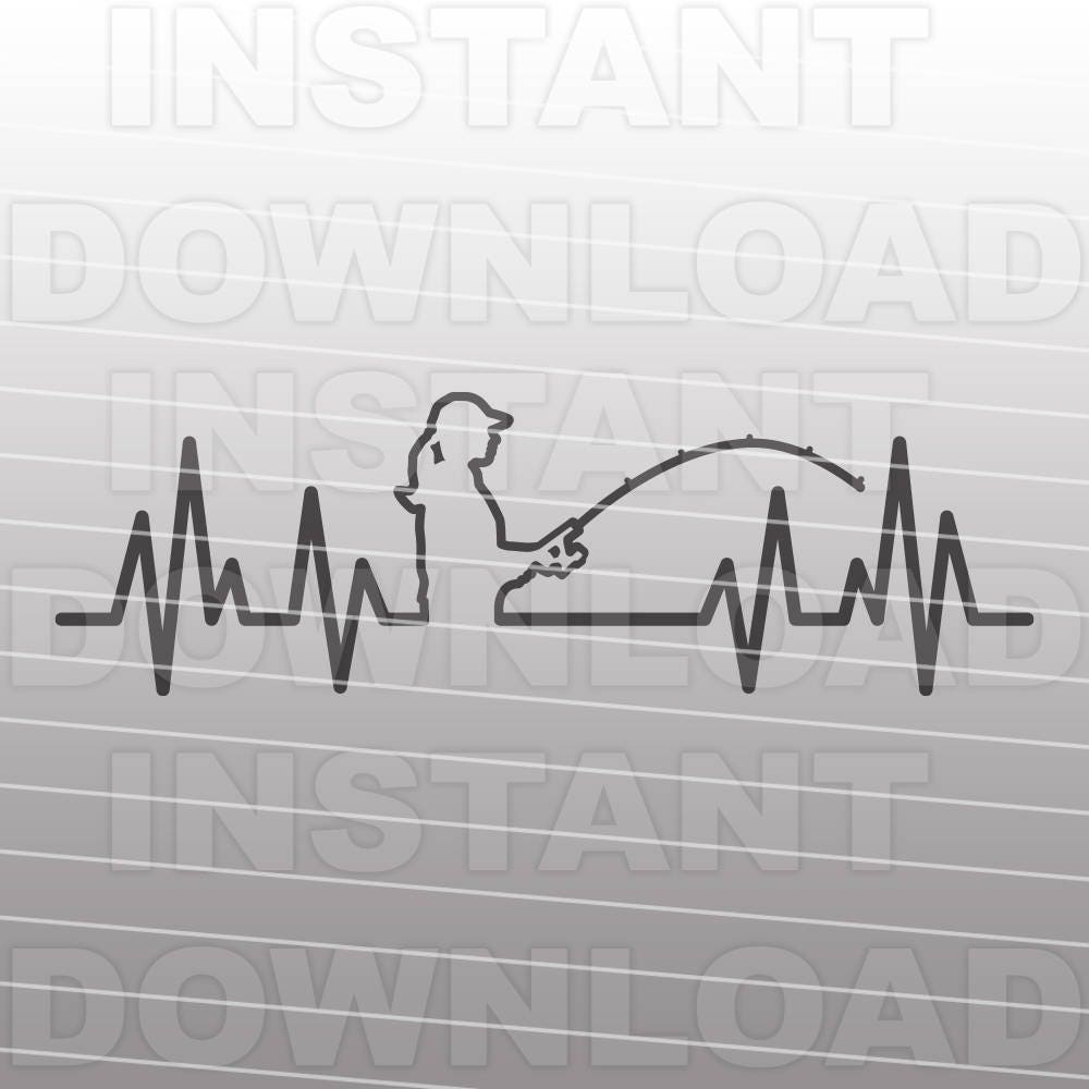 Download Woman Fishing Heartbeat SVG File,Girl Fishing SVG File ...