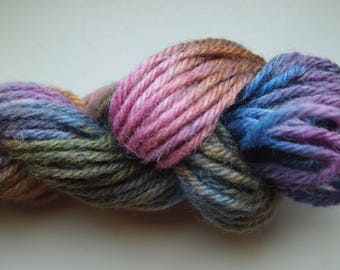 Handpainted Yarn Wool Tapestry 20 yards 1/2oz Worsted Weight Knitting Aspenmoonarts T2 Hand PaintedBlue Green Tan Amigurumi Felting