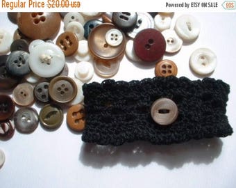 First Fall Sale - 15% Off Wristlet no. 53, black cotton ruffled lace cuff