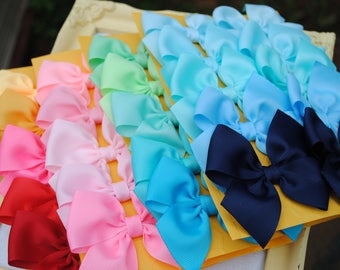 You Pick TWELVE PAIRS, Flat Pigtail Bows, Total of 24 M2M Hairbows, Sweet Custom Set of Hair Bows, 1.00 Bows Dollar Bows for Pigtails 3 Inch