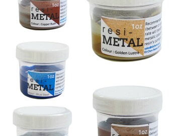 Resi-Metals metallic pigments - add a metal look to your resin painting, jewelry and crafts - 5 beautiful colors - 1 ounce jar