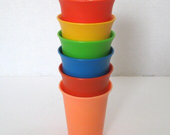 Vintage Tupperware Colorful Juice Tumblers Set of 6