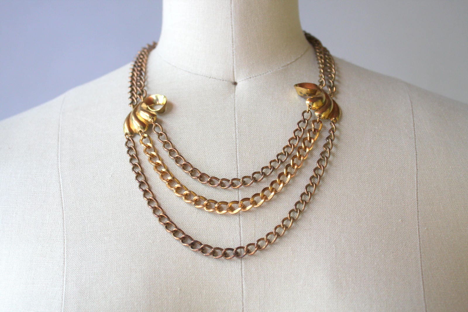 vintage brass necklace