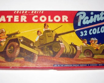 Vintage Color-Brite Water Color Paints - 32 Colors - American Crayon Company