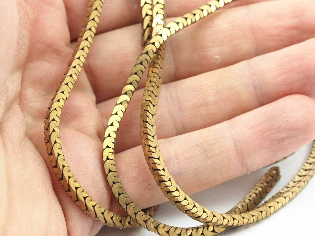Brass Snake Chain 1 M Raw Brass Square Snake Chain 3mm