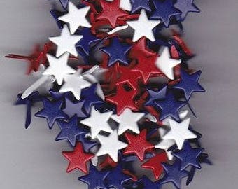 Patriotic Star Brads Red White Blue - 4th of July Americana Scrapbooking Paper Fasteners Large Size - 80 Pieces
