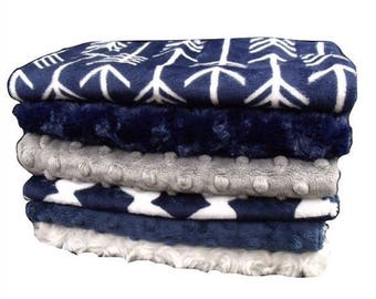 SALE Navy and Gray Arrow print Baby Burp Cloths, Navy Blue Baby Burp Rags, Burping Accessories