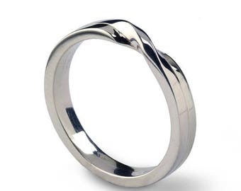 SALE 20% Off - LOVE KNOT Twisted Wedding Band, Unique Mens Wedding Band, Womens Wedding Band, His and Hers Wedding Ring Gold, 14k White Gold