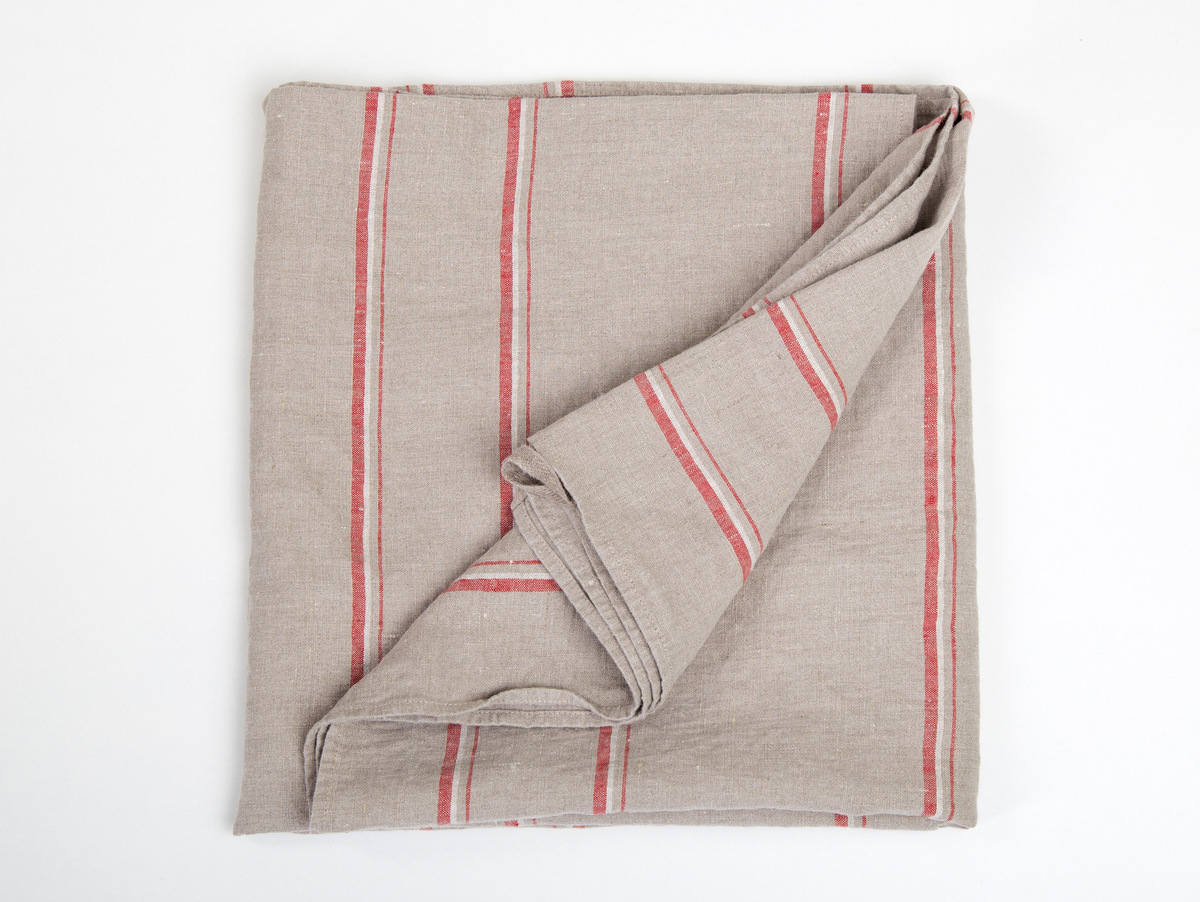 Rustic Linen Bath Towel Grey Red Striped 100 Linen Bathroom
