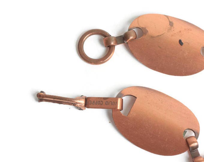Copper Oval Link Bracelet with Decorated Links Vintage