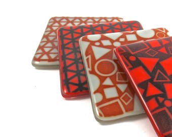 Fused Glass of Four Coaster Set, Modern Design