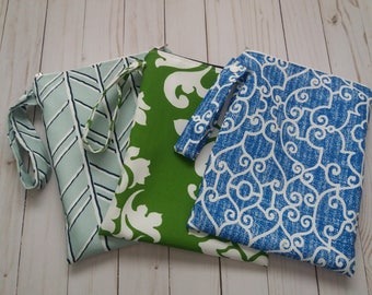 Wet Bag with seam sealed waterproof lining for cloth diapers and swimsuits - you pick the size and print and monogramming available