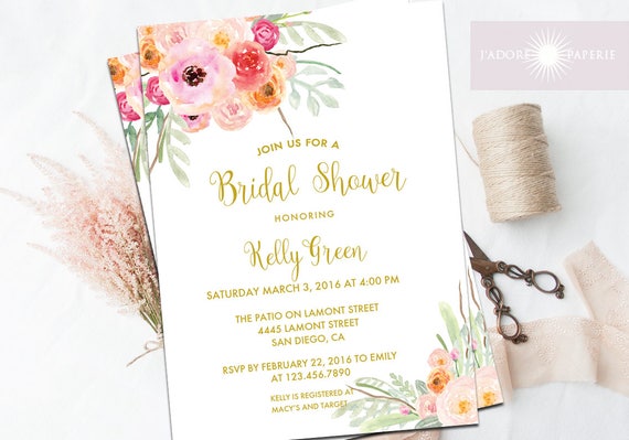 Floral Bridal Shower Invitation Spring Bridal Shower Invite