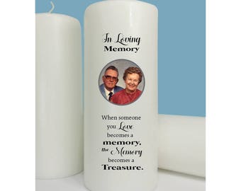 Treasured - Photo Memorial Candle - Wedding Memorial - Sympathy- Remembrance Candle - Memory Candle - Treasured Memory