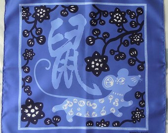 Authentic Hermes Scarf Annee Du Rat gavroche size like NEW