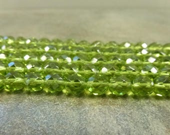 Olivine Czech Glass Firepolish Beads 8mm Faceted Round Glass 16pc