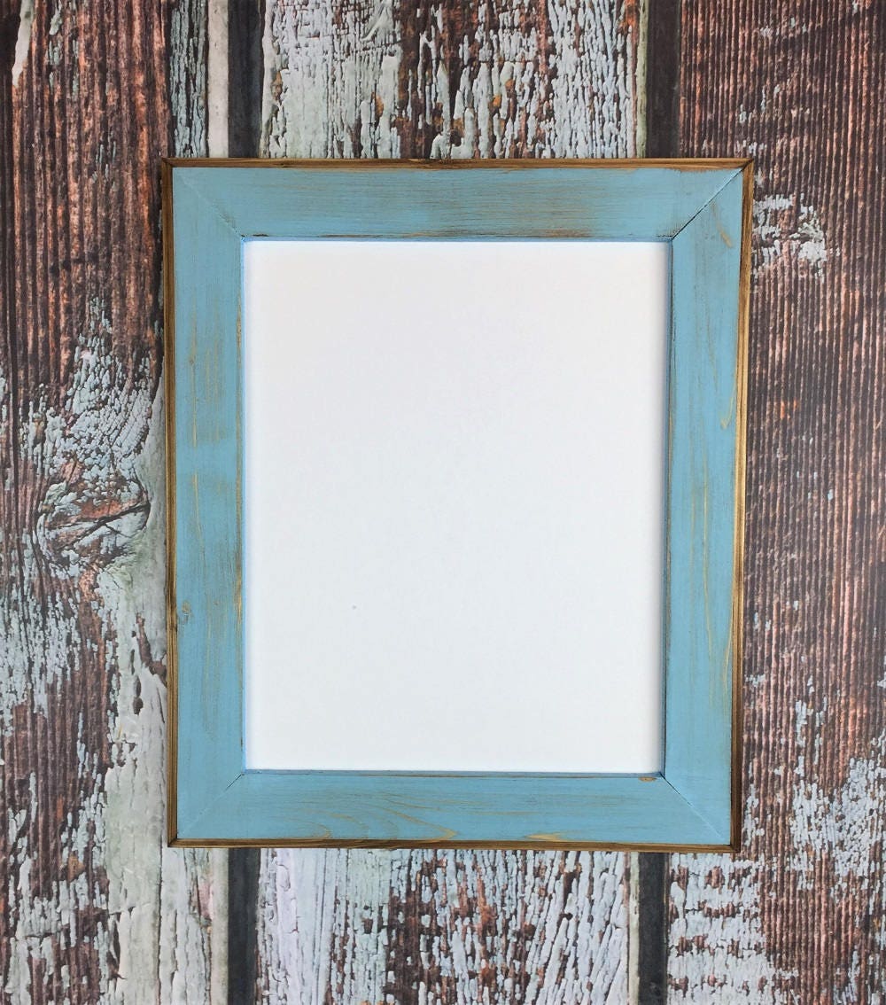 10 x 13 Picture Frame Baby Blue Rustic Weathered Style With