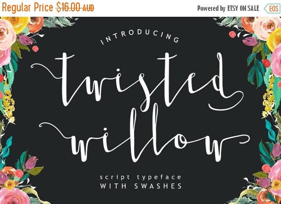 Digital Fonts 80% Off SALE Twisted Willow Type Fonts - Script typeface with swashes and stylistic alternates