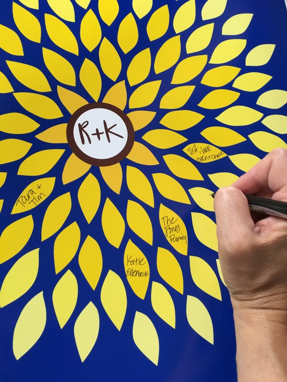 Sunflower Wedding Guest Book Flower Guest Book Dahlia