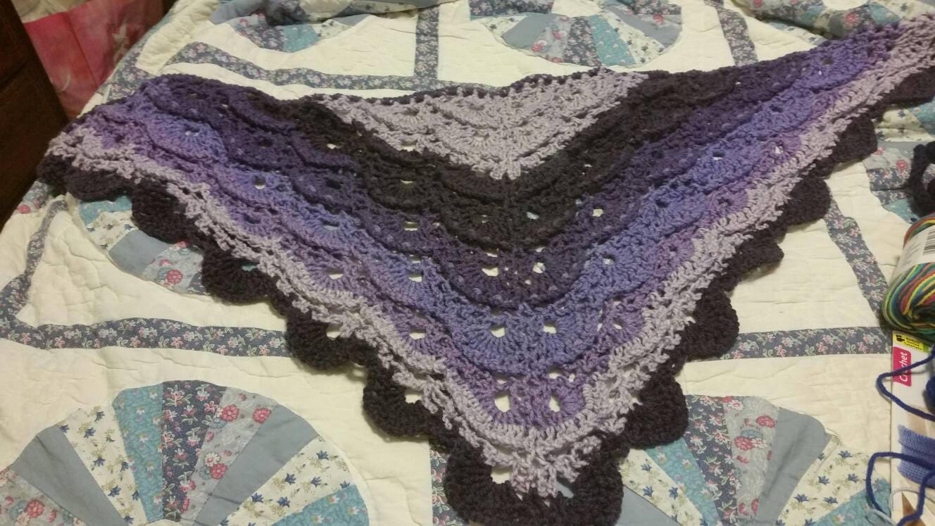 RTS Scalloped Shawl Short Version hand made for you crocheted