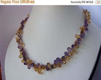 Amethyst and Citrine 925 Sterling Silver Necklace