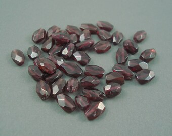 Garnet Center Drilled Faceted Oval Bead, Approx 5MM x 8MM in Size