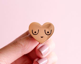 Feminist Enamel Pin Rose Gold Boobs- Feminist Gift Breasts Bachelorette Gift Women' Rights Reproductive Rights Girl Power Art