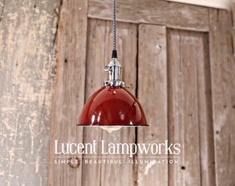 Red Dome Industrial Pendant Lighting – 7 Inch