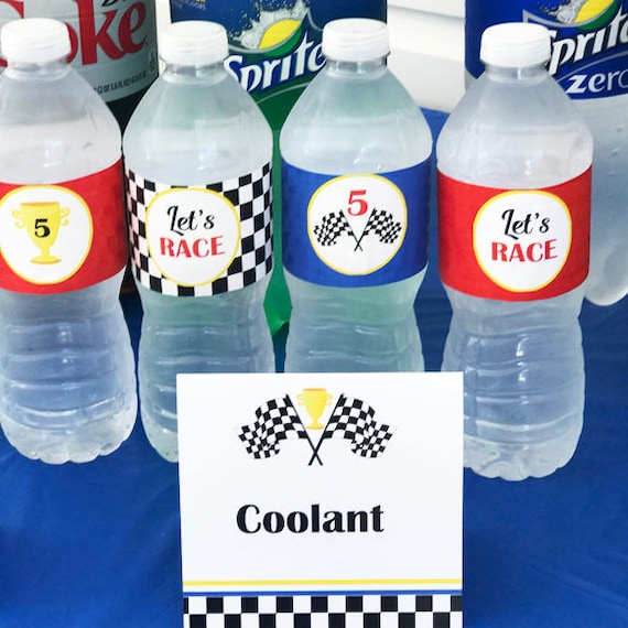 race car racing cars water bottle labels wraps printed with free