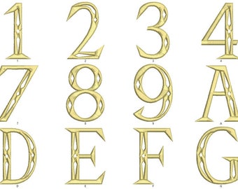 Legend of Zelda Triforce Alphabet in Three Sizes PES Format