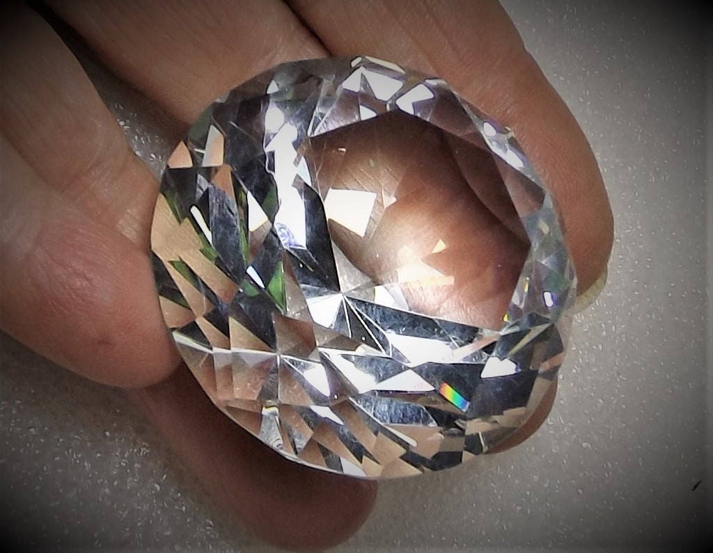 40mm Faux Diamond Huge Gemstone Cut Crystal Glass Gem Round