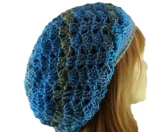 Armycrew Vintage Frayed Pattern Knit Deep Slouchy Beanie - Navy, One Size, Double Layered