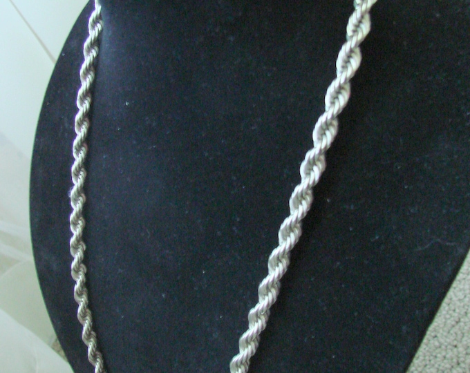 Vintage Chunky Rope Chain Necklace / Sterling (?) / Marked 925 / 82.8 Grams / Jewelry