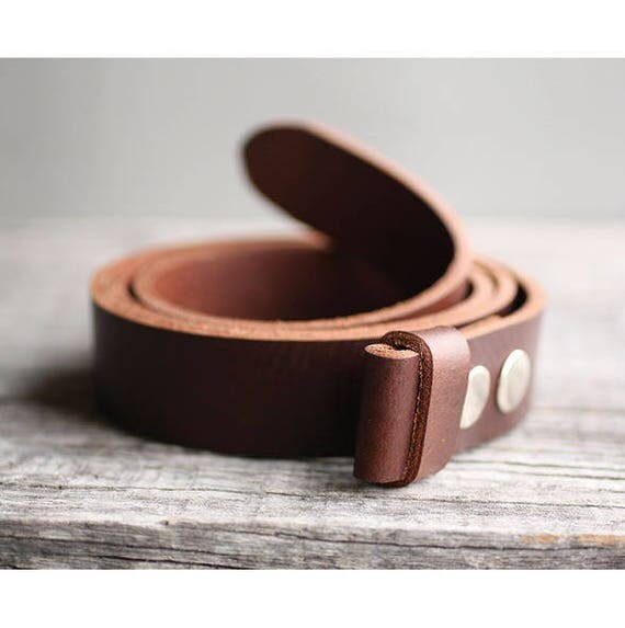 Genuine leather snap belt BROWN snap on belt belt strap for