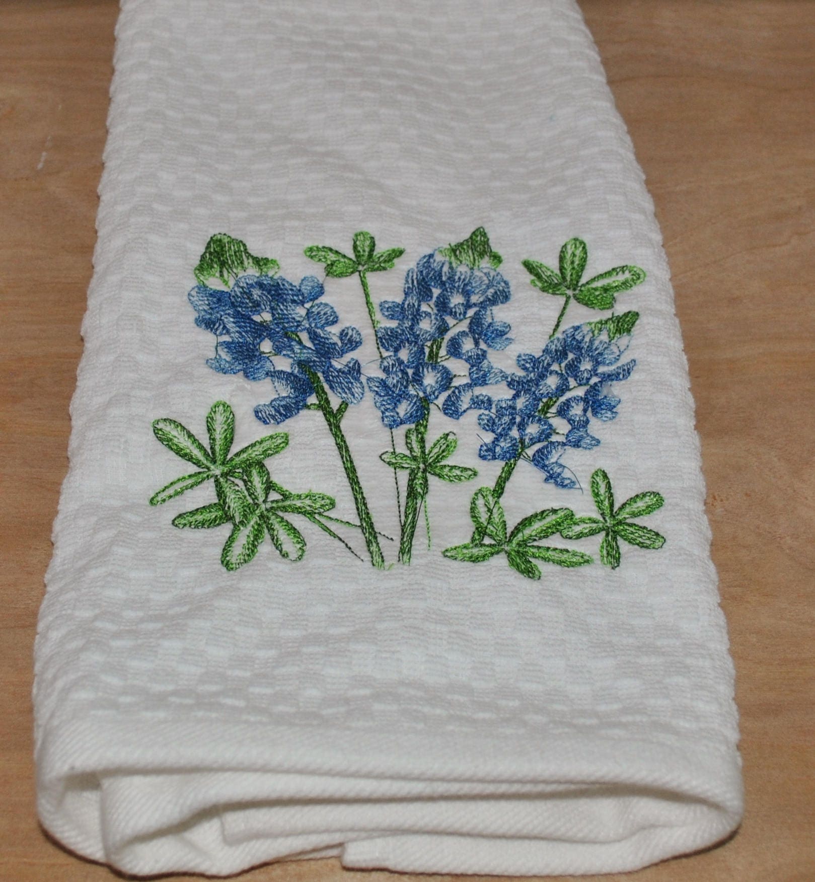 Embroidery on White Waffle Terry Towel Texas State
