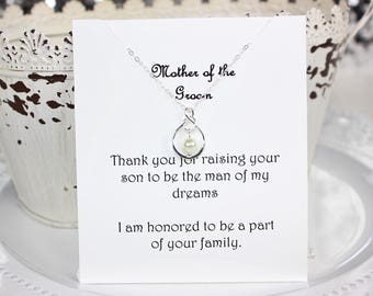Mother of the Groom Infinity Sterling Silver Pearl Necklace , Wedding Gift, Mother of the Groom Necklace, Mother of the Groom Wedding Gift