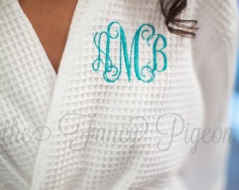 SPA PARTY ROBE - White Bridal Robes - Cotton Robes - Bridal Party Robe - Spa Robe - Cotton Waffle Robe - Honeymoon Lingerie - Kimono Robe