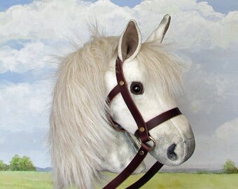 Hobby Horsing smaller dapple grey hobby horse (stick horse) top quality with removable leather bridle. For younger children.