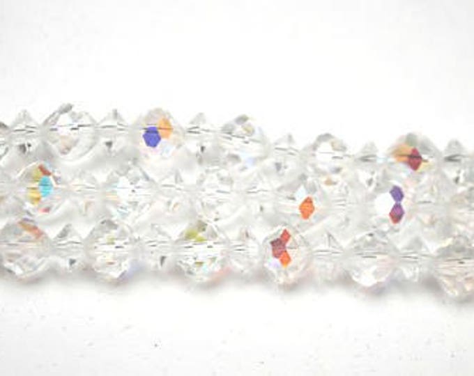 Crystal Bead Collar Necklace - Triple multi strand - facet cut crystal glass beads - 14 1/2 inches Aurora borealis Wedding Bride