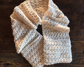 Scarf with Pockets / Crochet Scarf with Pockets / Cream Scarf with Pockets / Winter Scarf / Pocket Scarf