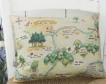 Winnie the Pooh Map Pillow Hundred Acre Wood Classic Pillow in 3 sizes for a classic Pooh Nursery or Winnie the Pooh gift