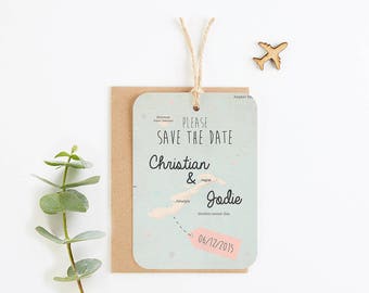 Map save the date luggage tag - personalised