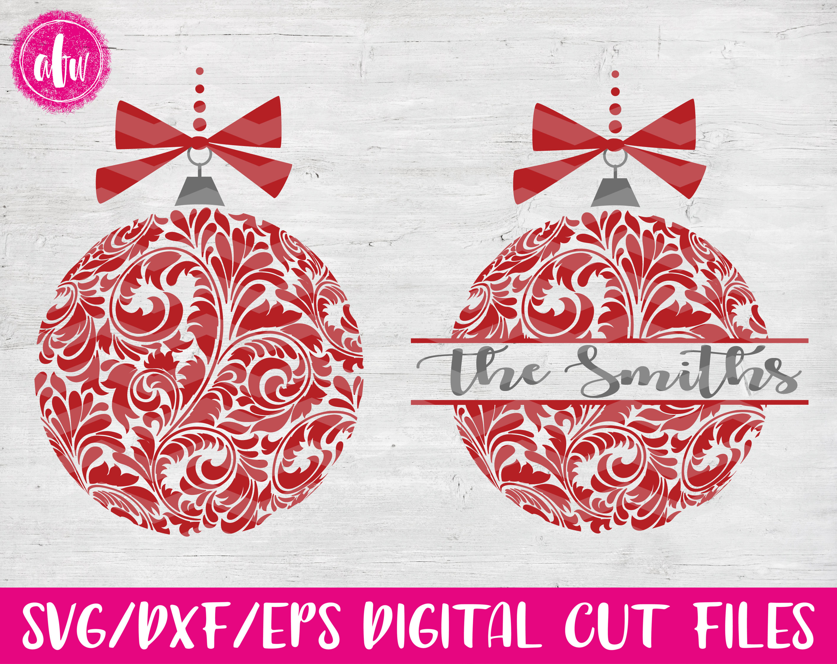 Flourish Christmas Ornament SVG DXF EPS Cut Files Santa