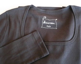 Plain slate grey t-shirt 100% cotton dancer neckline